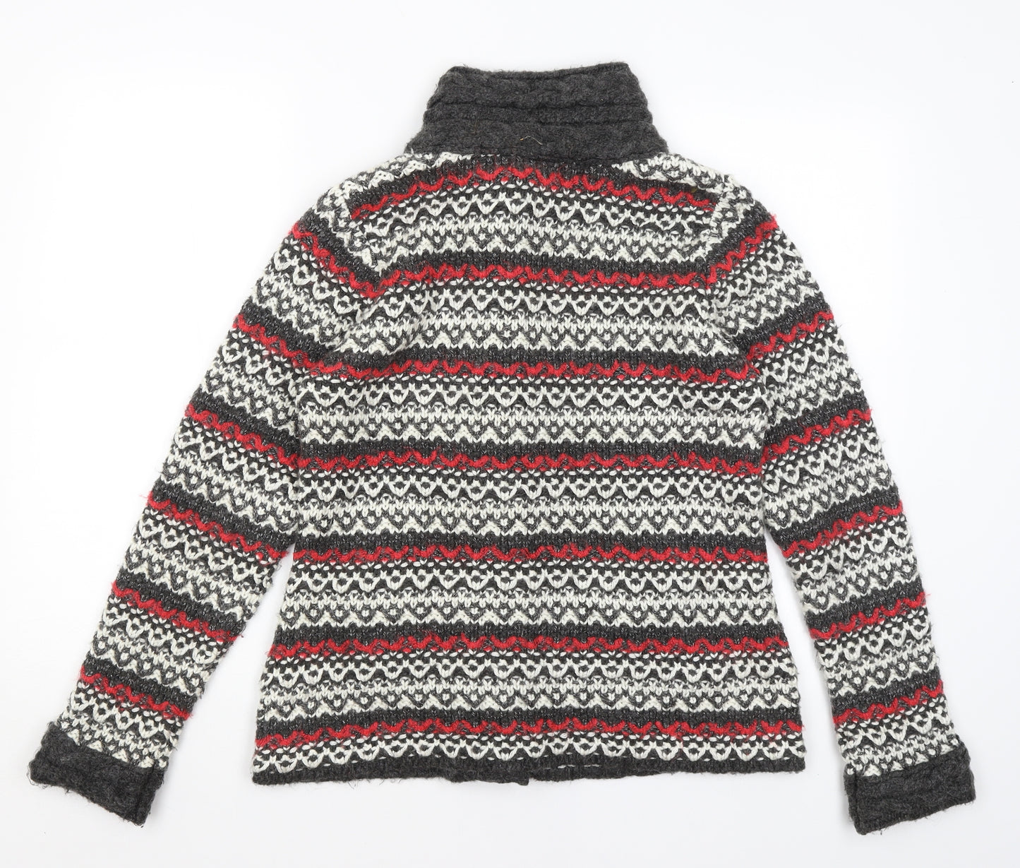 Per Una Womens Grey Striped  Cardigan Jumper Size M