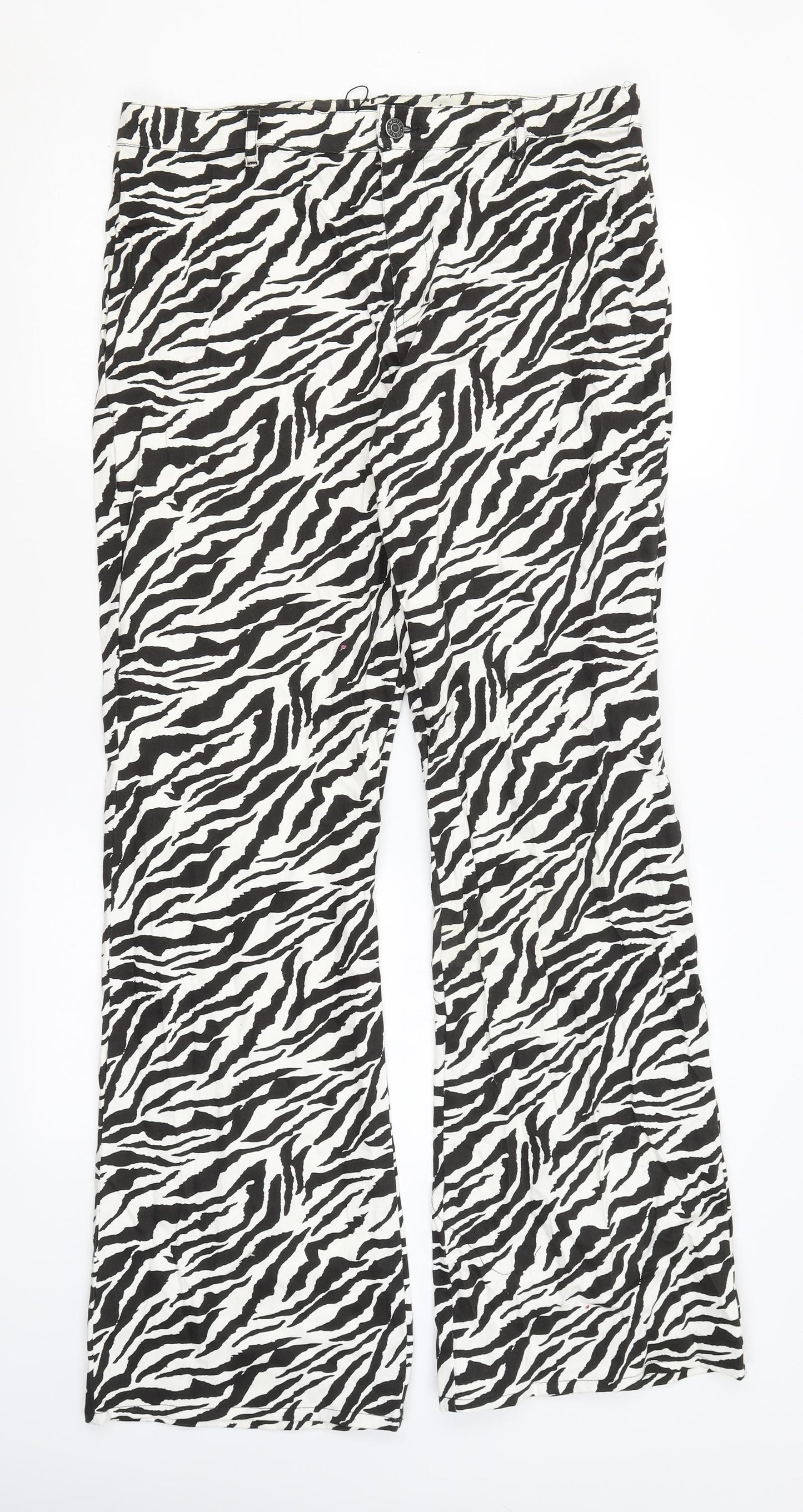Motel Womens White Animal Print  Flared Jeans Size XL L33 in