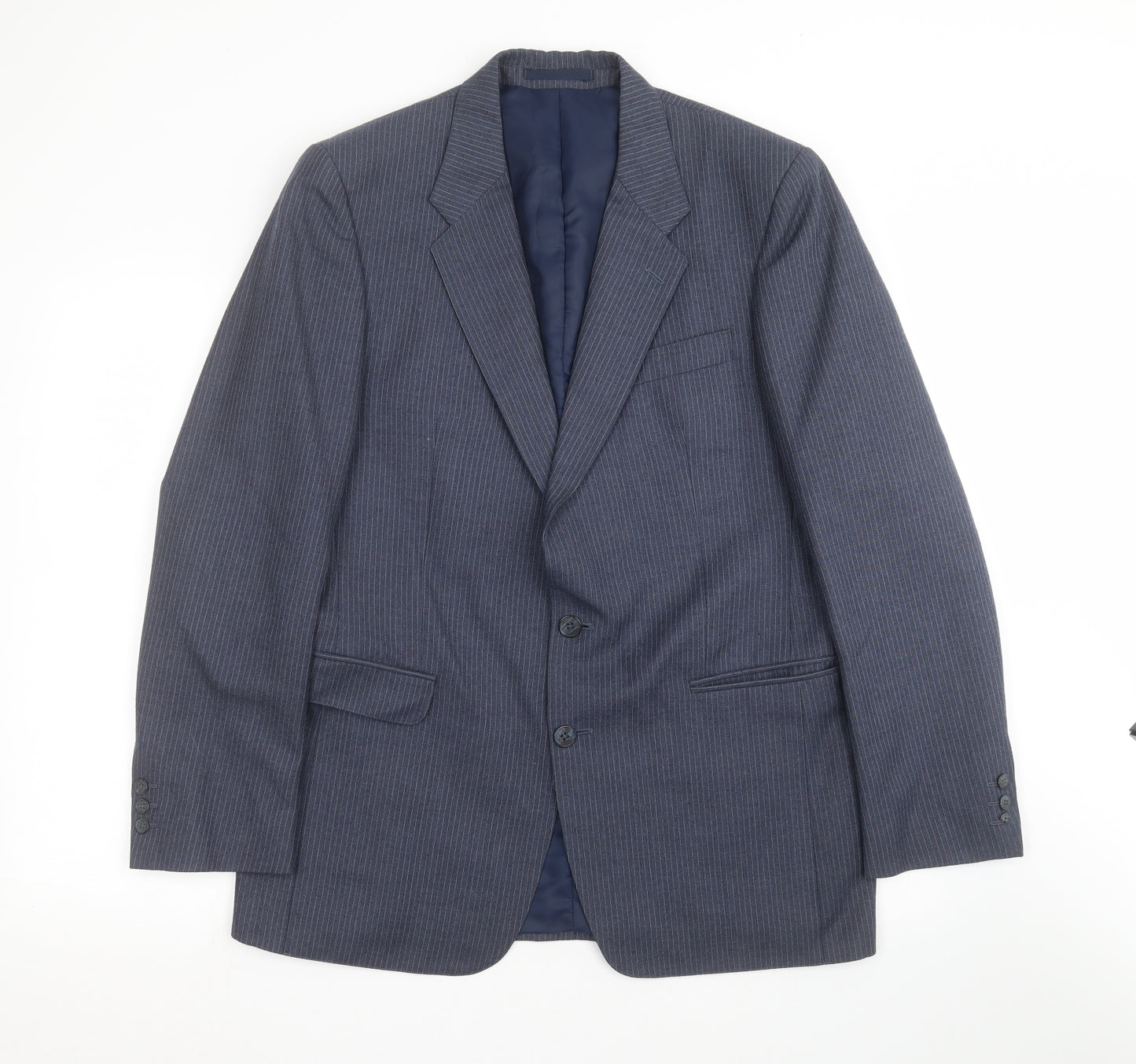 GREENWOODS Mens Blue Striped  Jacket Suit Jacket Size 40