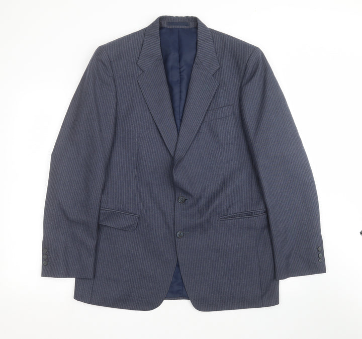 GREENWOODS Mens Blue Striped  Jacket Suit Jacket Size 40