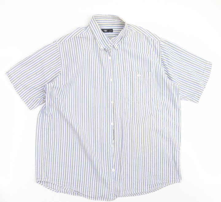 Cotton Traders Mens Blue Striped Button-Up Size XL