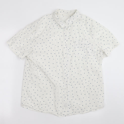 Native Youth Mens White Geometric   Button-Up Size M