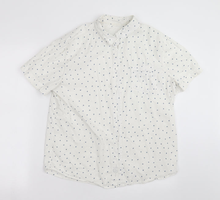 Native Youth Mens White Geometric Button-Up Size M