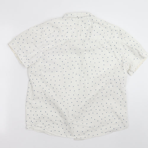 Native Youth Mens White Geometric   Button-Up Size M