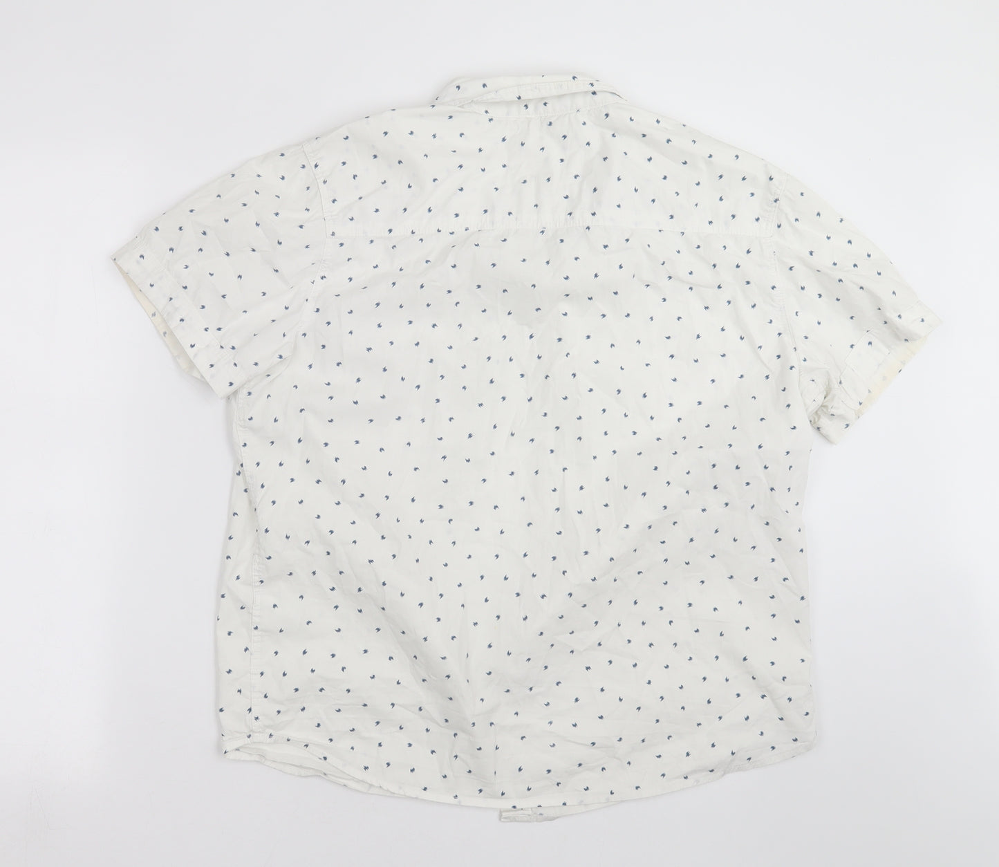 Native Youth Mens White Geometric   Button-Up Size M
