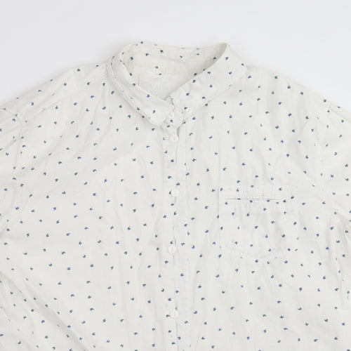 Native Youth Mens White Geometric   Button-Up Size M