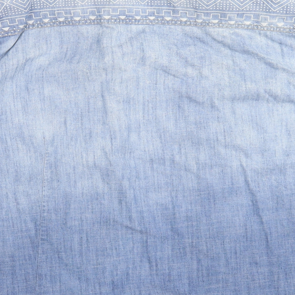 Mish Mash Mens Blue Geometric Denim  Button-Up Size XL