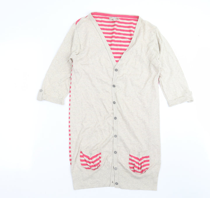 Indigo Collection Girls Beige Striped Knit Cardigan Jumper Size 13-14 Years