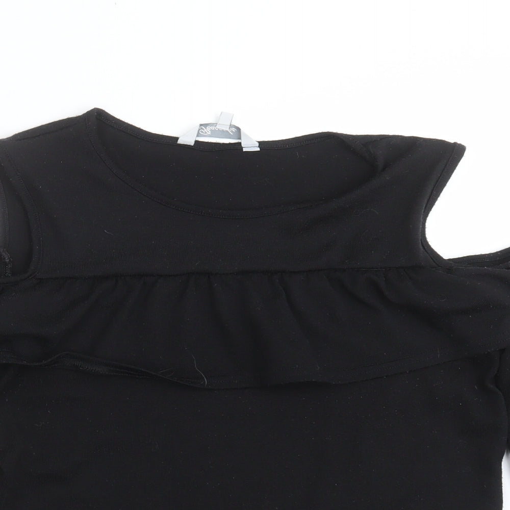 Peacocks Womens Black  Knit Pullover Jumper Size 10  - cold shoulder