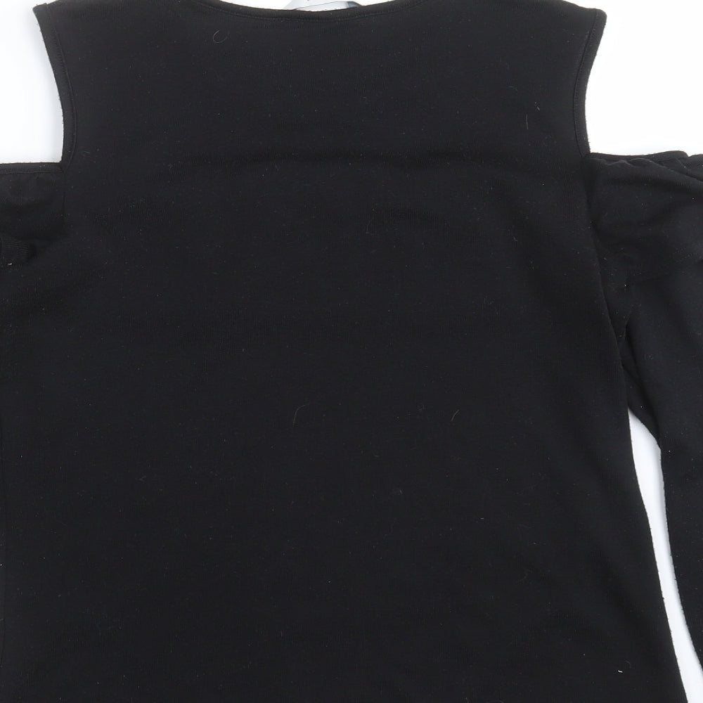 Peacocks Womens Black  Knit Pullover Jumper Size 10  - cold shoulder