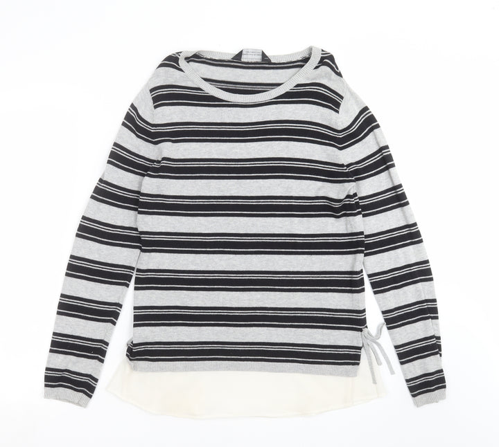 Dorothy Perkins Womens Grey Striped Knit Pullover Jumper Size 10