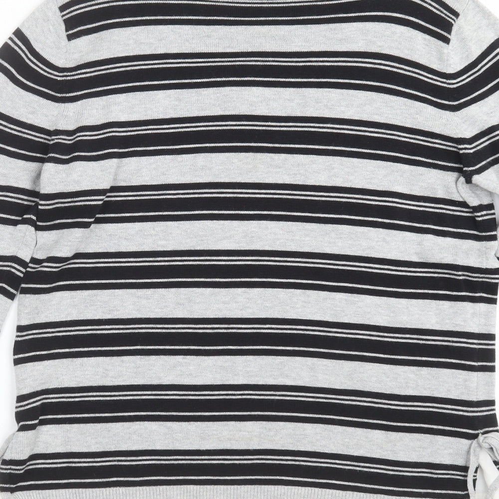 Dorothy Perkins Womens Grey Striped Knit Pullover Jumper Size 10