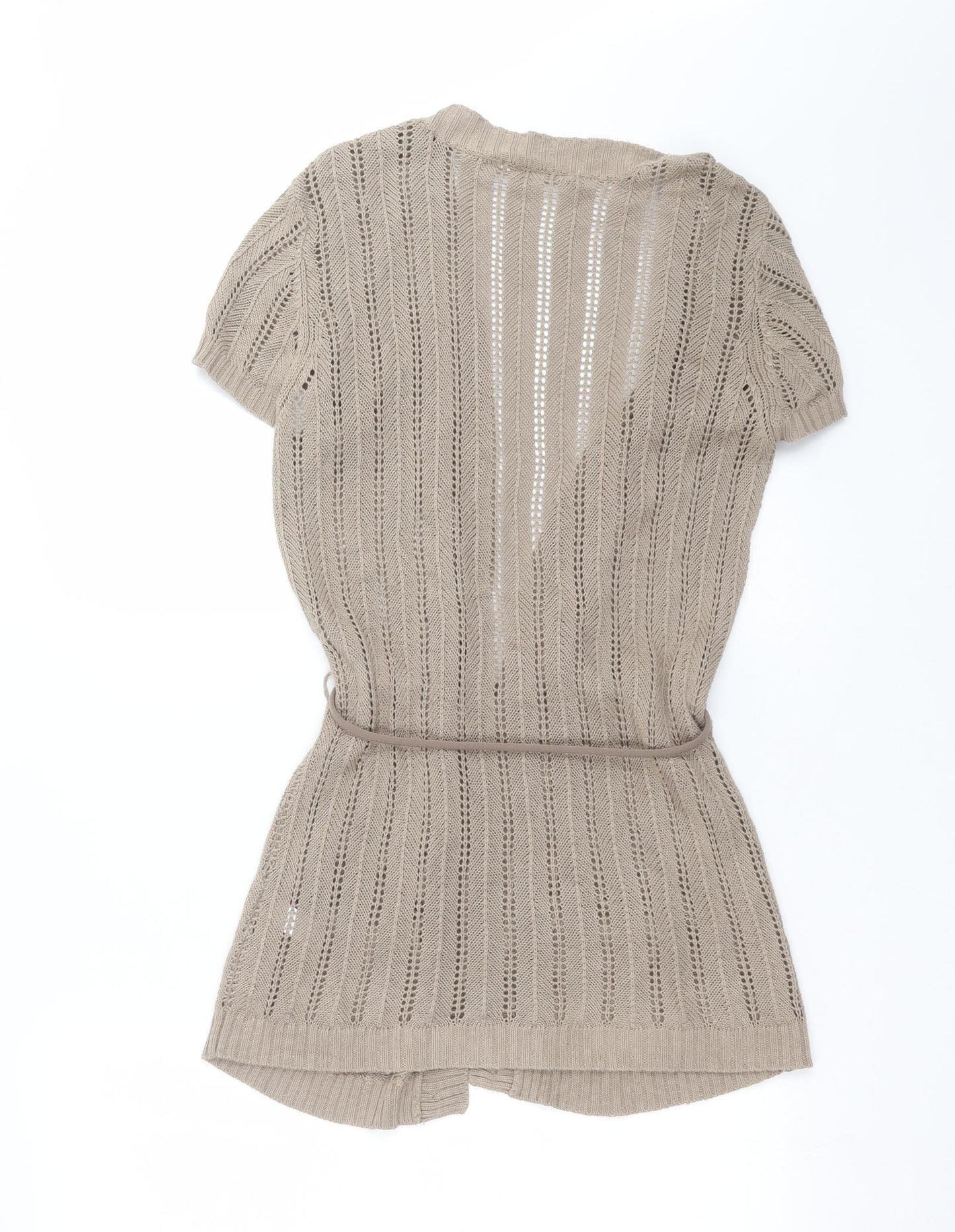 M&Co Womens Beige Striped Knit Cardigan Jumper Size S