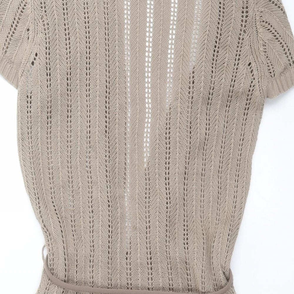 M&Co Womens Beige Striped Knit Cardigan Jumper Size S