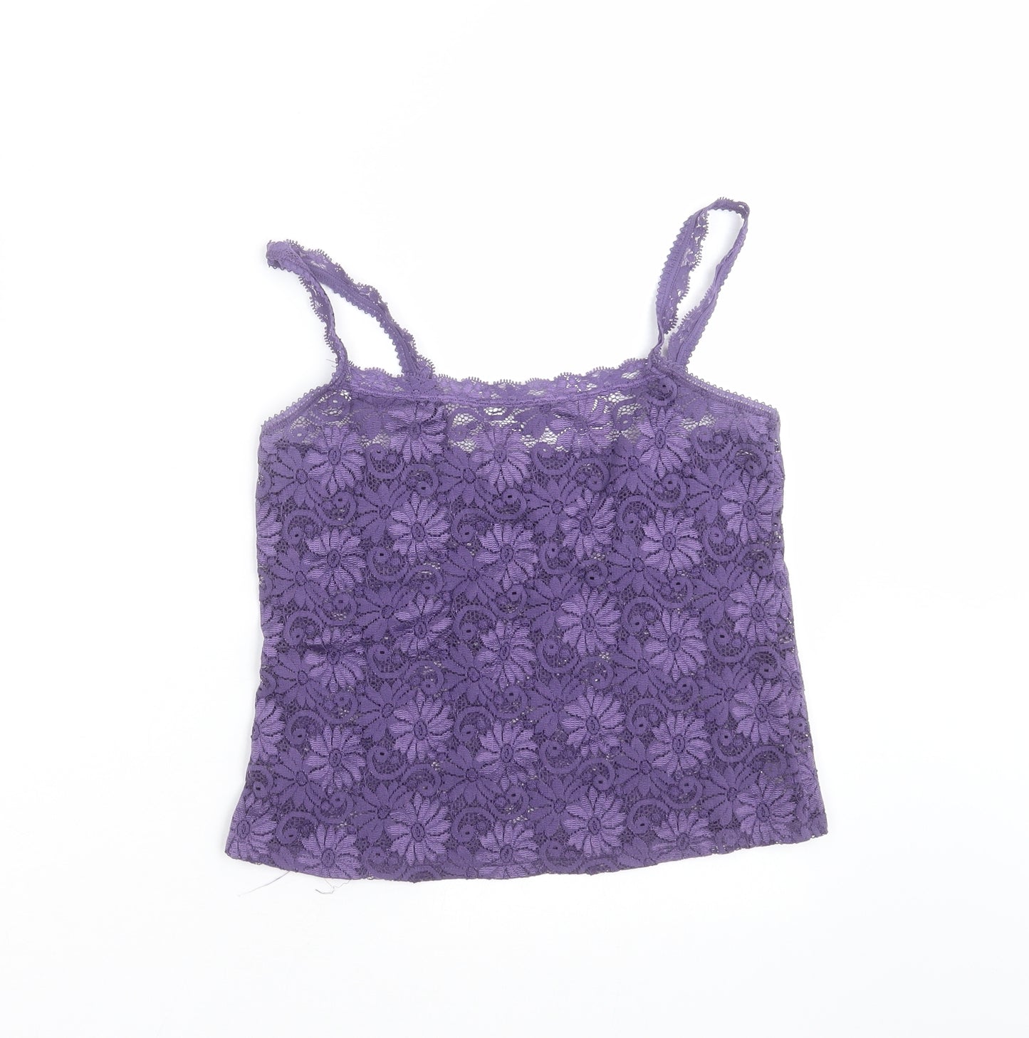 Tesco Womens Purple Floral  Camisole T-Shirt Size 14  - sheer