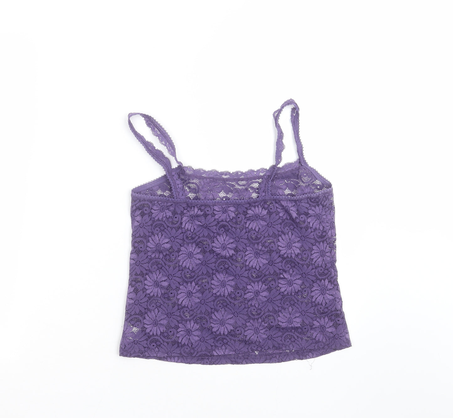 Tesco Womens Purple Floral  Camisole T-Shirt Size 14  - sheer