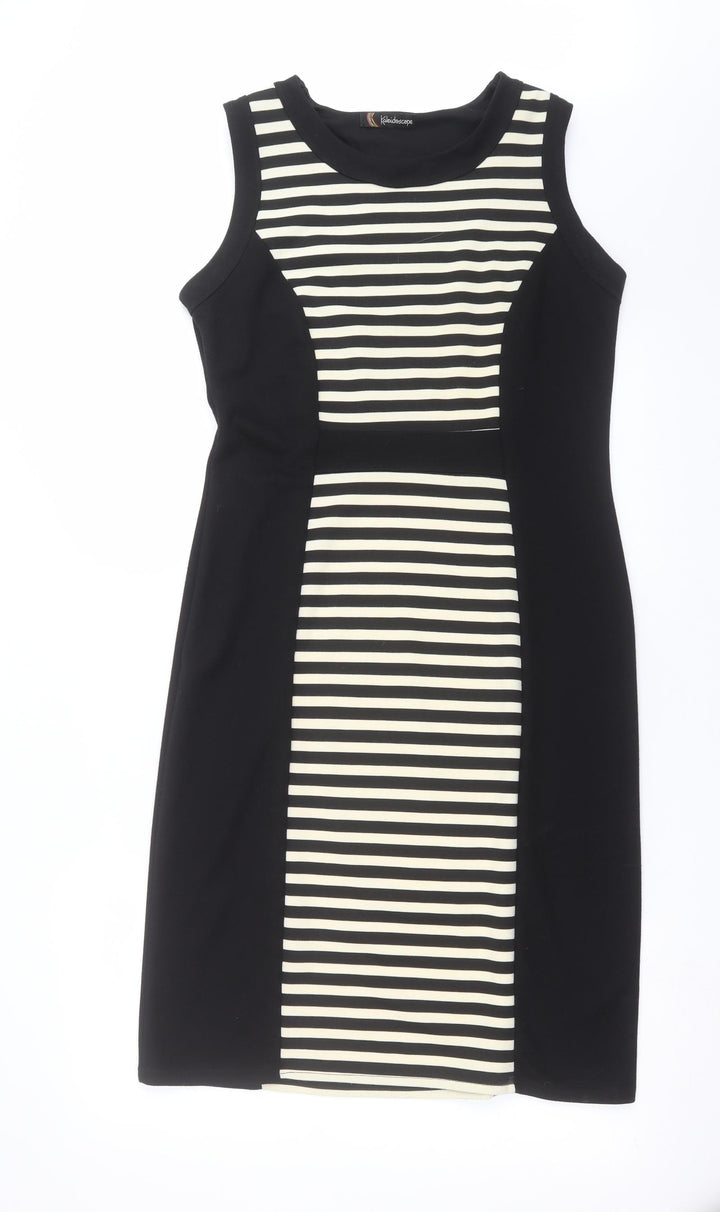 Kaleidoscope Womens Black Striped  Shift  Size 12