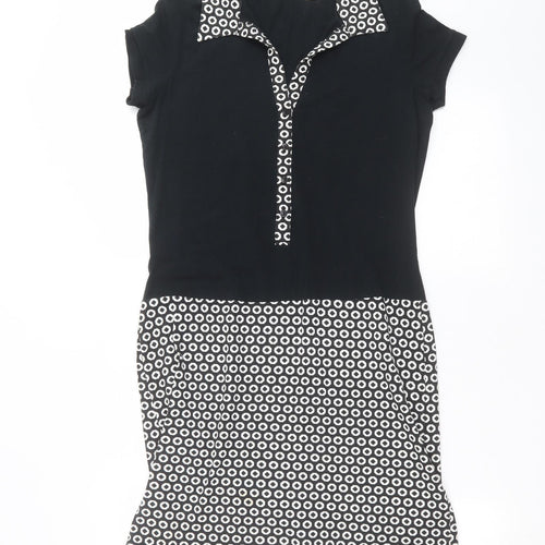 R Womens Black Geometric  T-Shirt Dress  Size 10