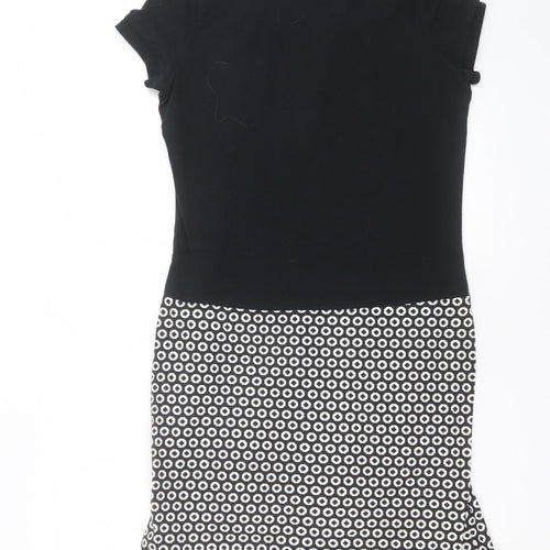 R Womens Black Geometric  T-Shirt Dress  Size 10