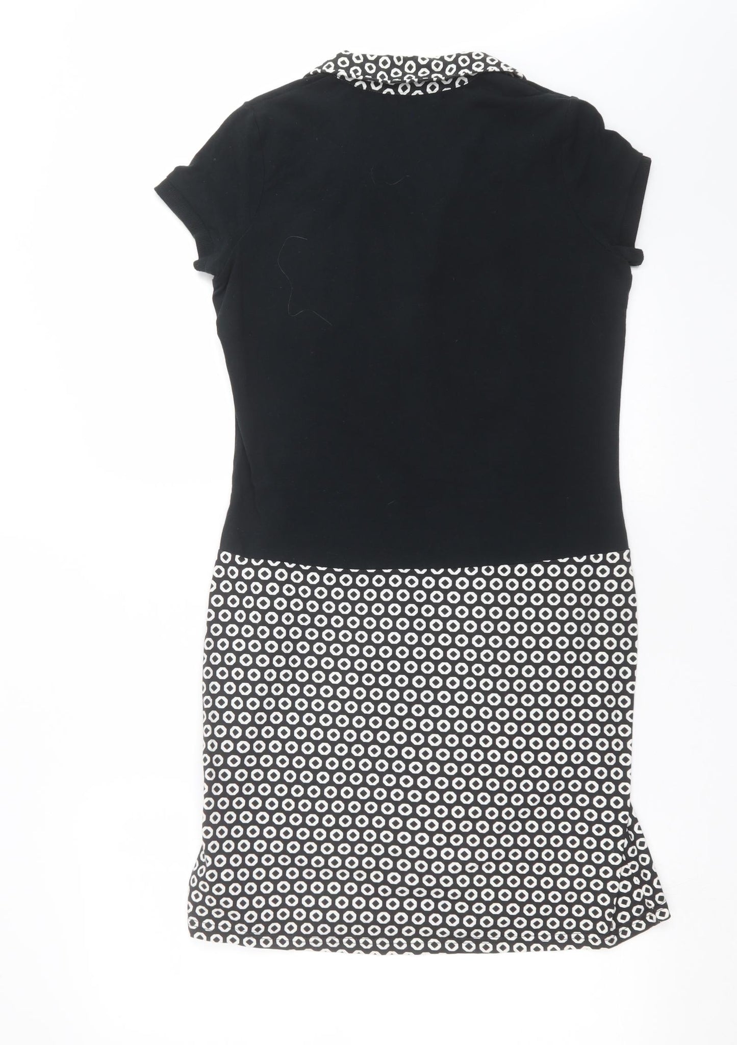 R Womens Black Geometric  T-Shirt Dress  Size 10