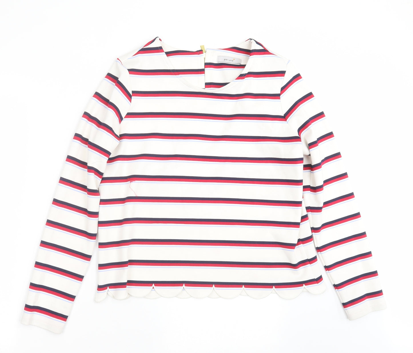 Marks and Spencer Womens White Striped  Basic T-Shirt Size 12