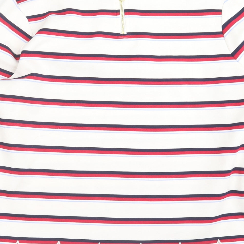 Marks and Spencer Womens White Striped  Basic T-Shirt Size 12