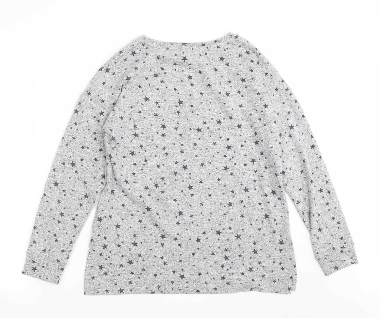 Peacocks Womens Grey Geometric Knit Pullover Jumper Size 10  - Star Pattern