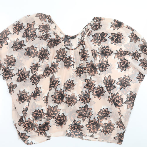 Internationale Womens Pink Floral  Basic Blouse Size 10