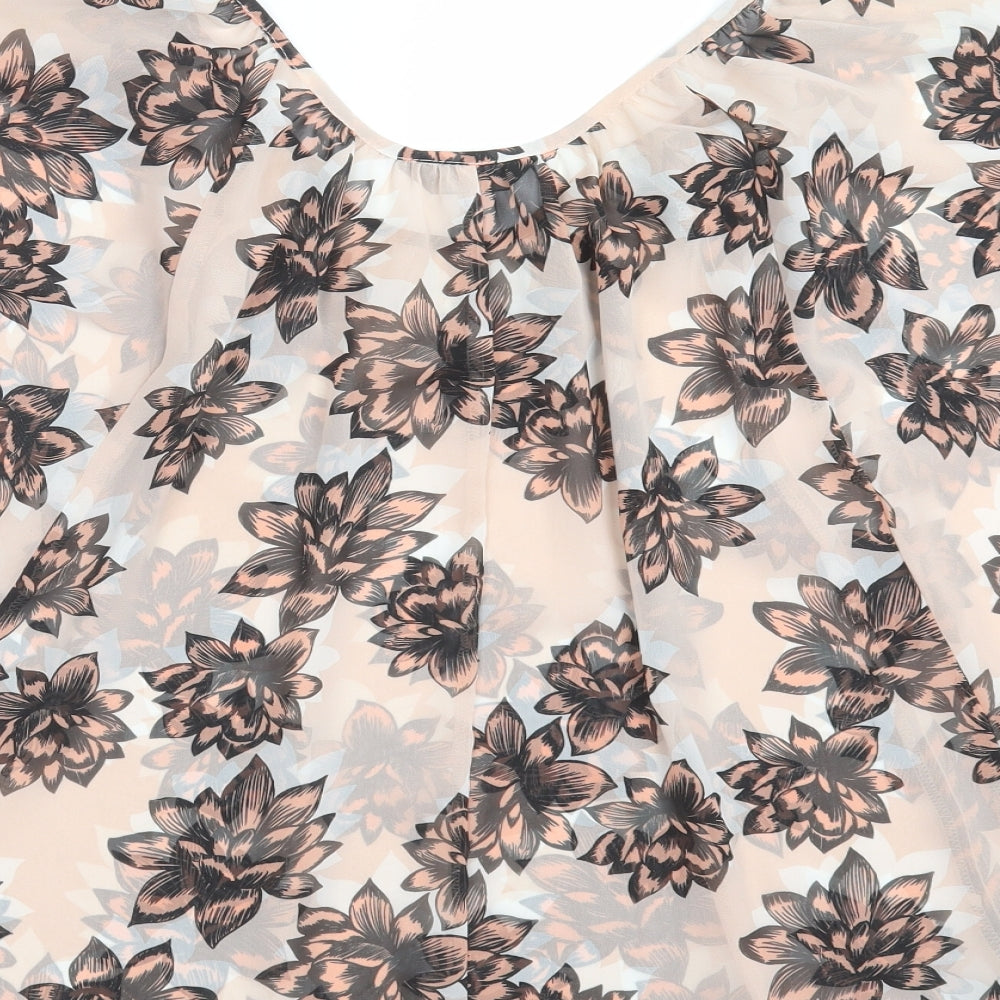 Internationale Womens Pink Floral  Basic Blouse Size 10