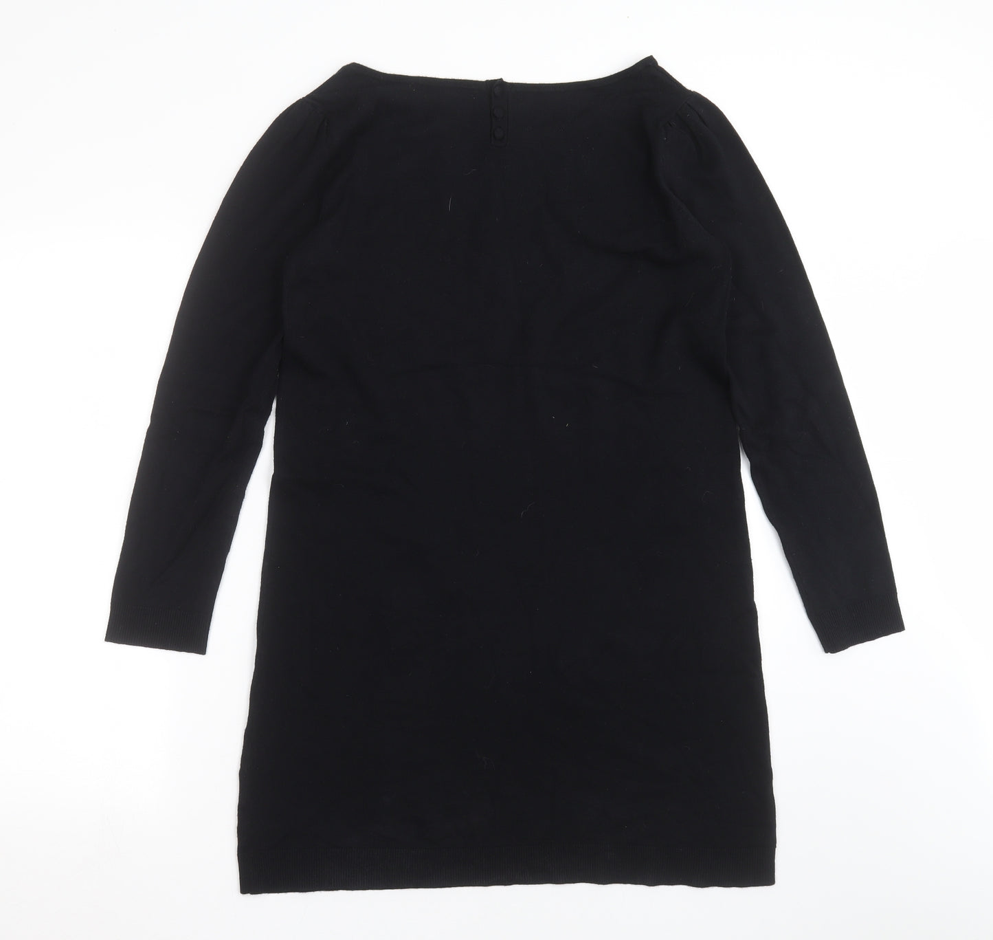 Mademoiselle R Womens Black Floral Knit Jumper Dress  Size 10