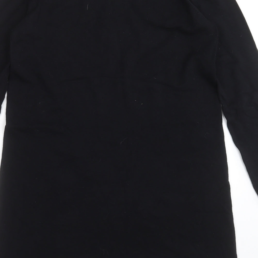Mademoiselle R Womens Black Floral Knit Jumper Dress  Size 10