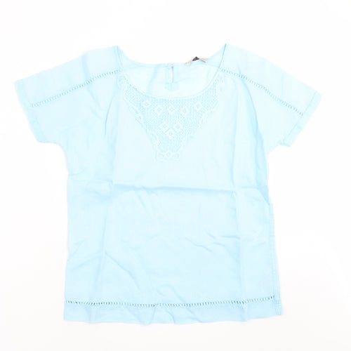 Marks and Spencer Womens Blue   Basic Blouse Size 8  - Embroidered detail