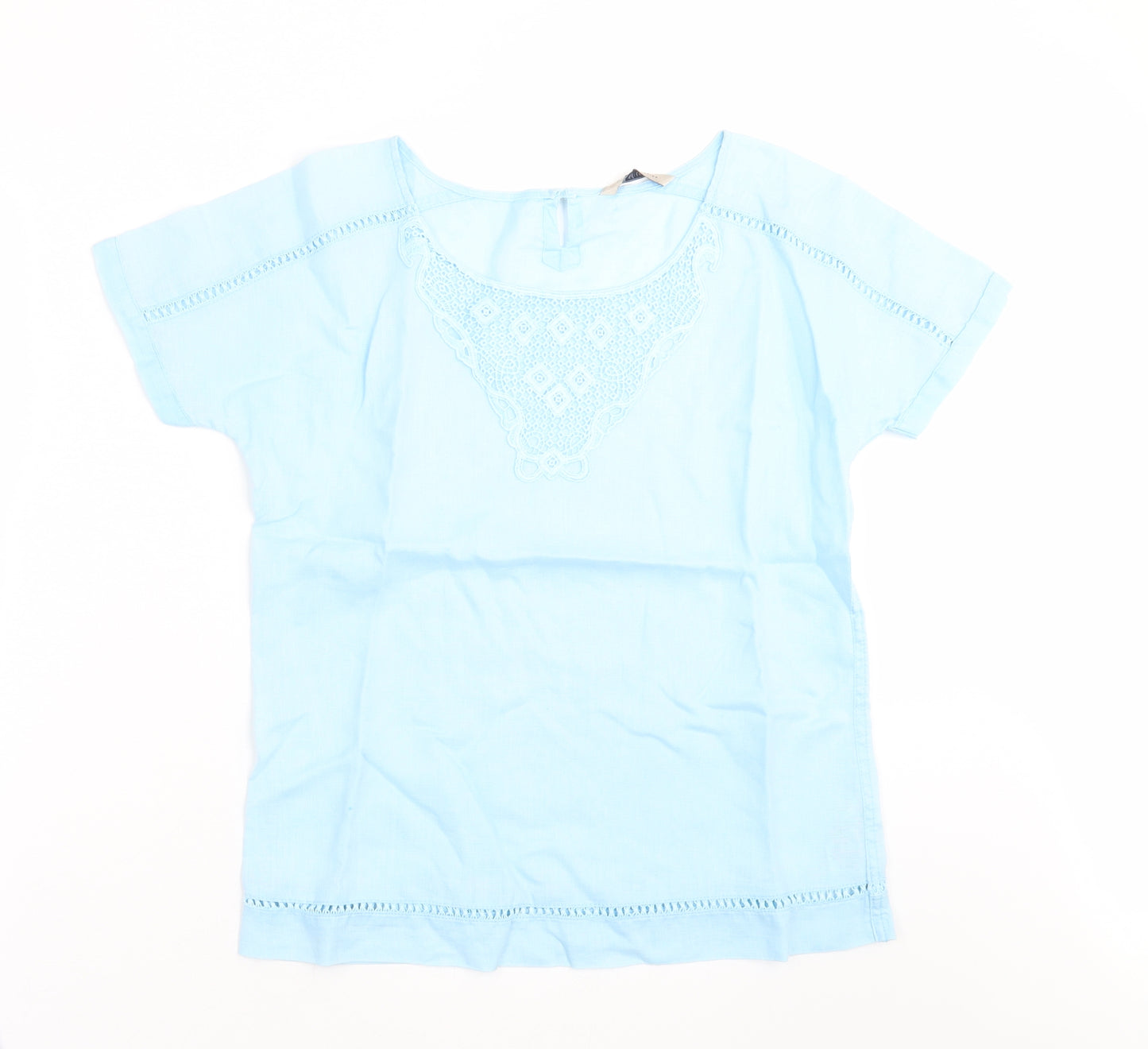 Marks and Spencer Womens Blue   Basic Blouse Size 8  - Embroidered detail