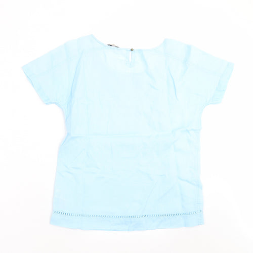 Marks and Spencer Womens Blue   Basic Blouse Size 8  - Embroidered detail