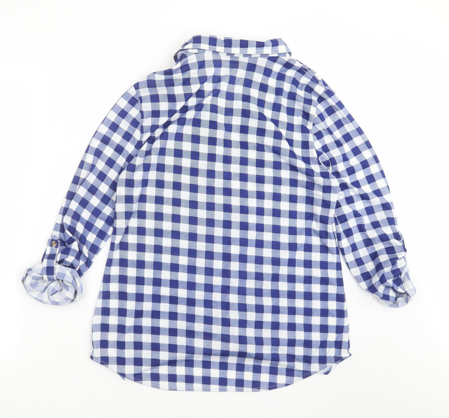 Passport Womens Blue Check  Basic Button-Up Size L