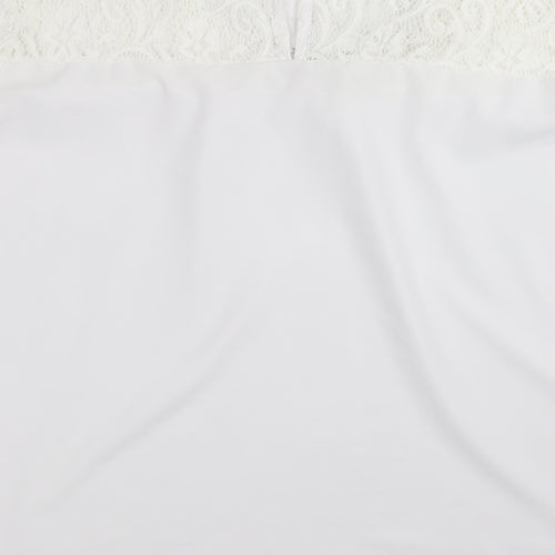 Preworn Womens White   Basic Blouse Size XL  - lace detail