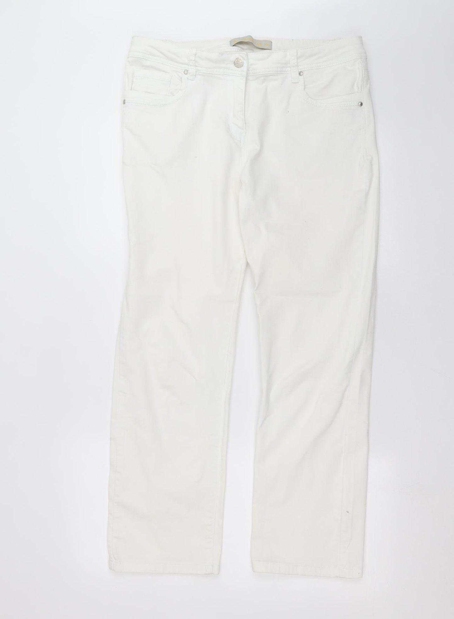 TU Womens White  Denim Straight Jeans Size 14 L27 in - short Leg