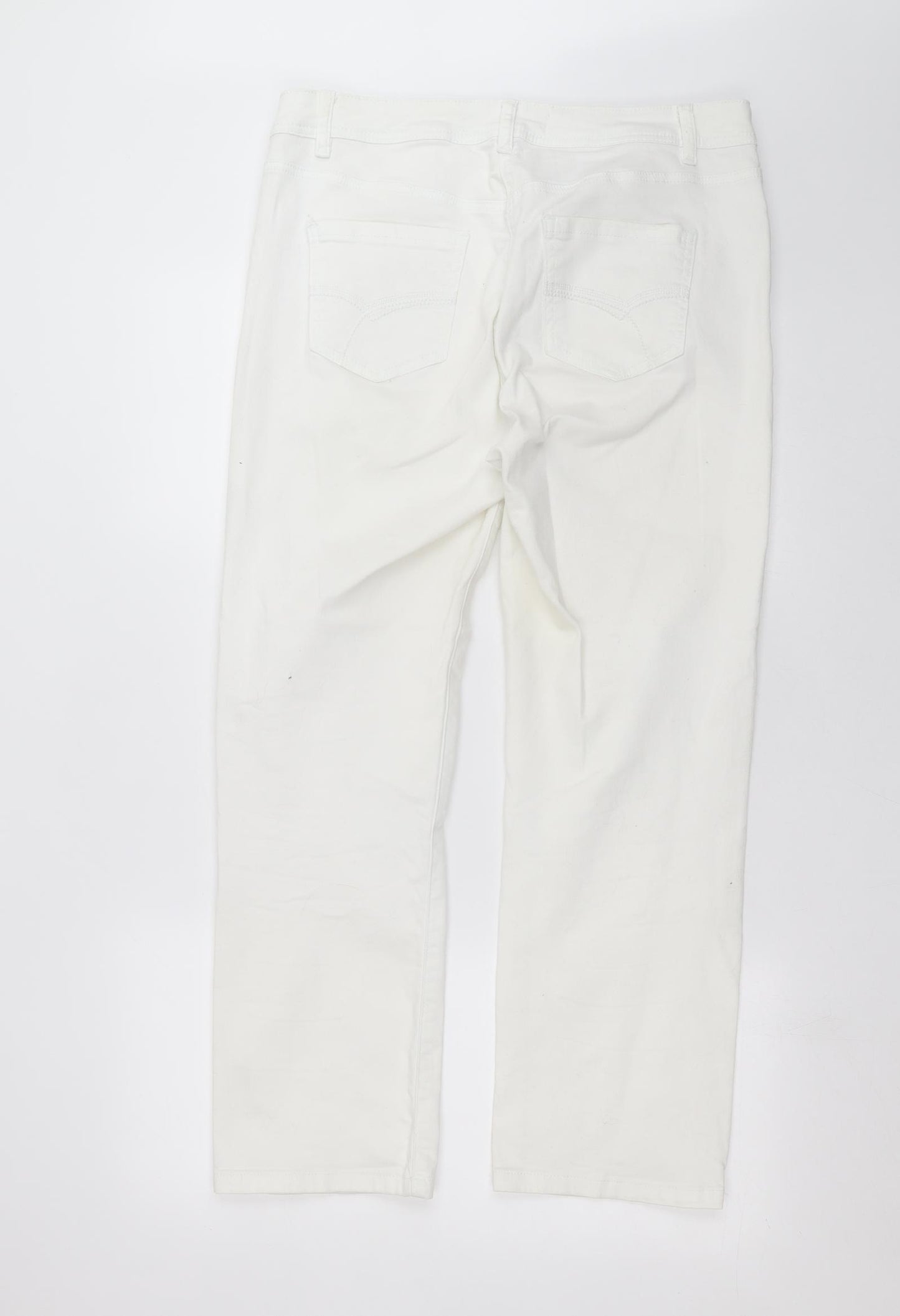 TU Womens White  Denim Straight Jeans Size 14 L27 in - short Leg