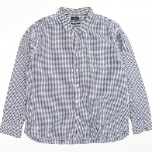Easy Mens Blue Check   Button-Up Size 2XL