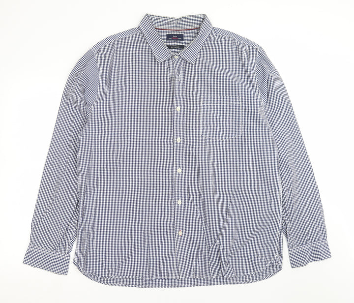 Easy Mens Blue Check Button-Up Size 2XL