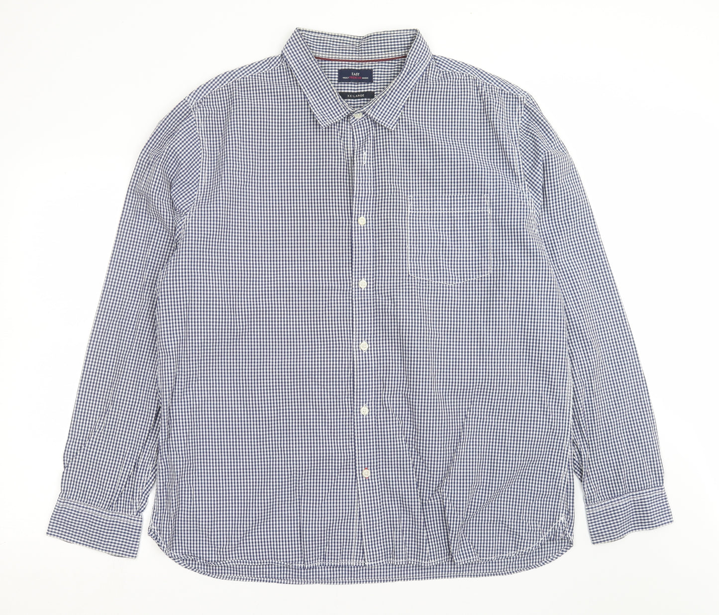 Easy Mens Blue Check   Button-Up Size 2XL