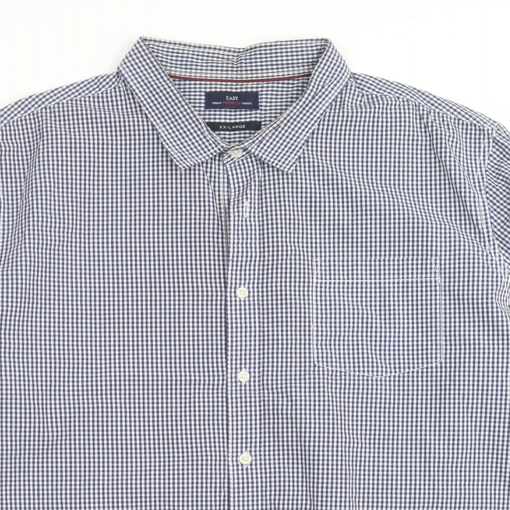 Easy Mens Blue Check   Button-Up Size 2XL