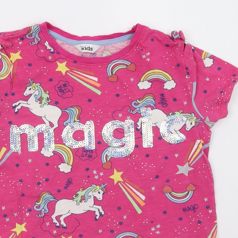 M&Co Girls Pink Polka Dot  Basic T-Shirt Size 9-10 Years