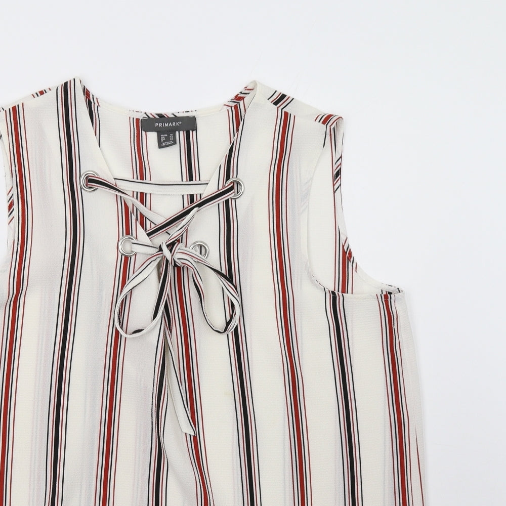 Primark Womens White Striped  Basic Blouse Size 18