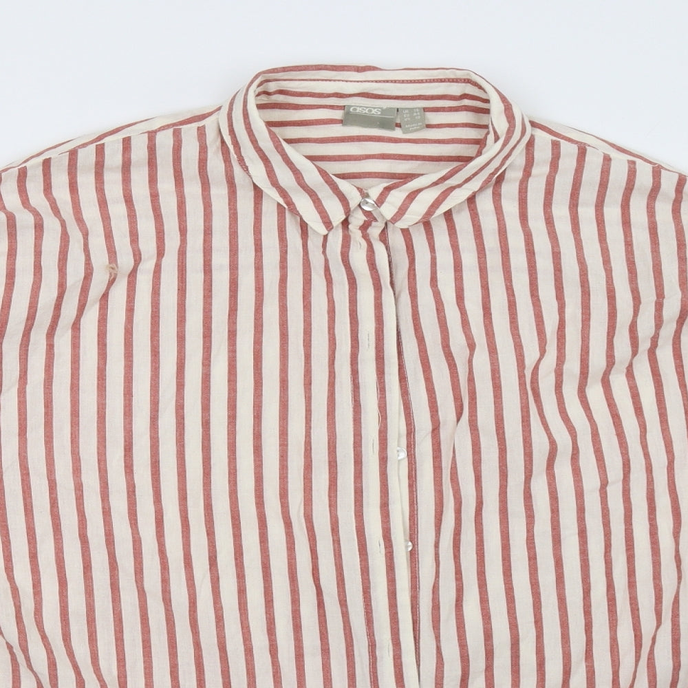 ASOS Womens Red Striped  Basic Button-Up Size 16