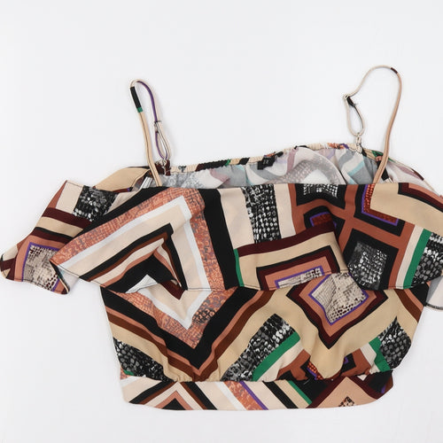 River Island Womens Brown Geometric  Cropped Tank Size 12