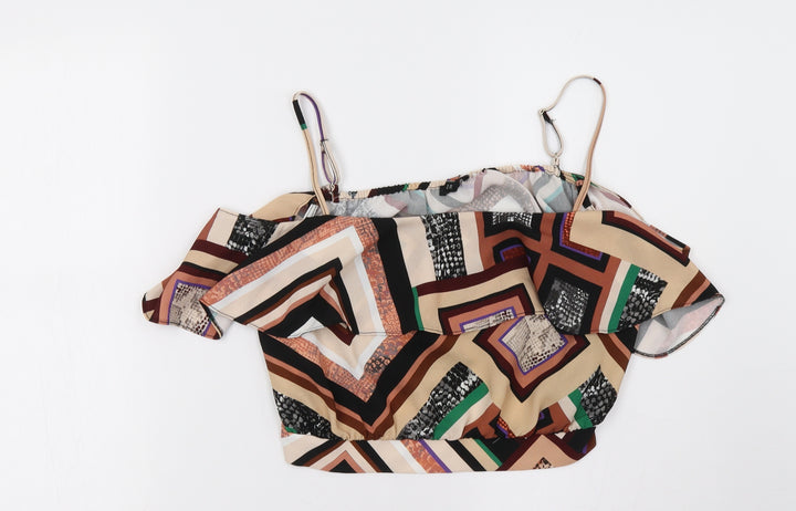River Island Womens Brown Geometric Cropped Tank Size 12