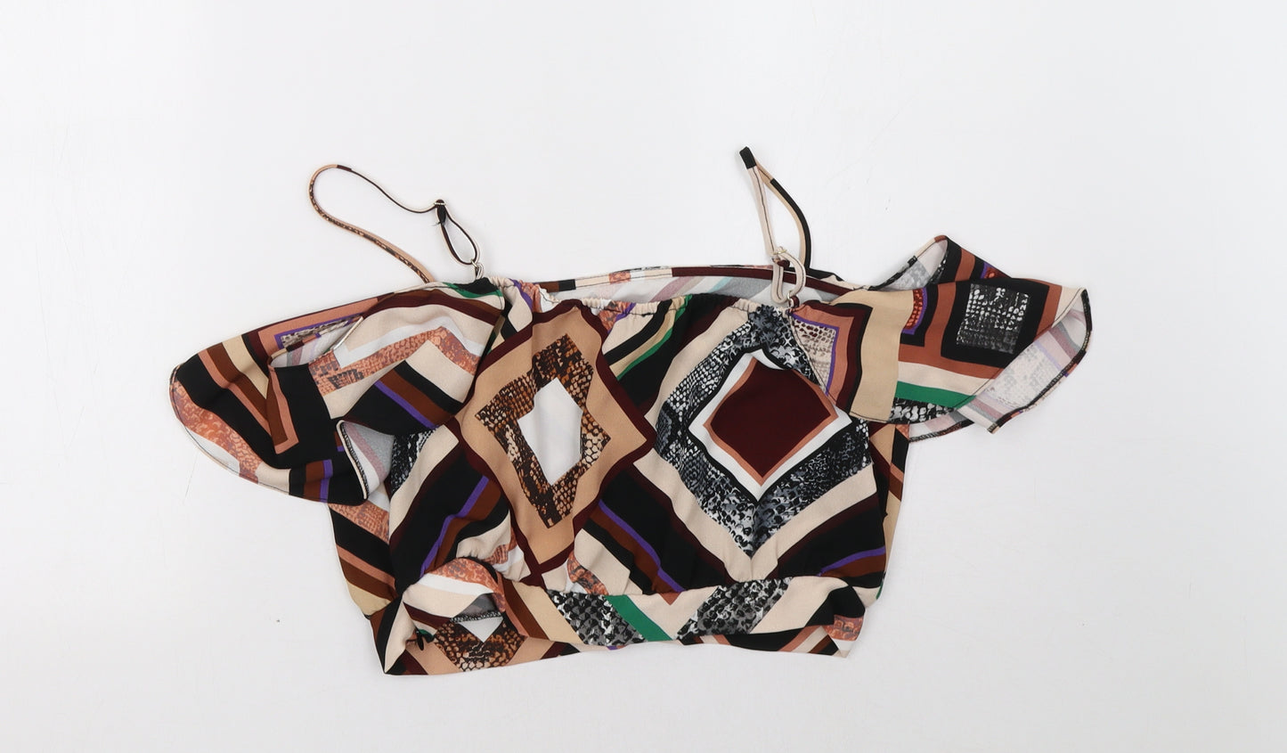 River Island Womens Brown Geometric  Cropped Tank Size 12
