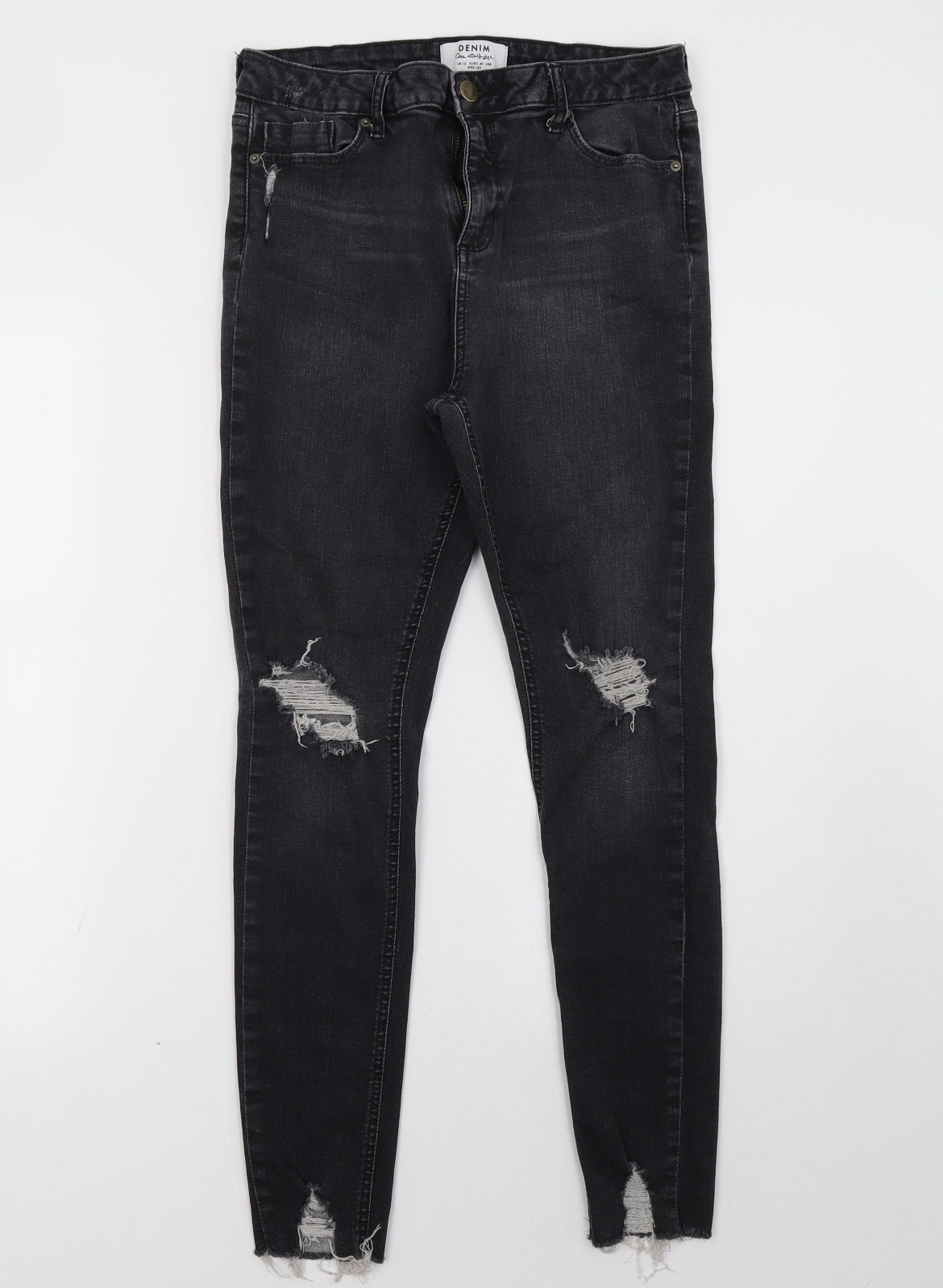 Miss Selfridge Womens Black  Denim Skinny Jeans Size 12 L30 in