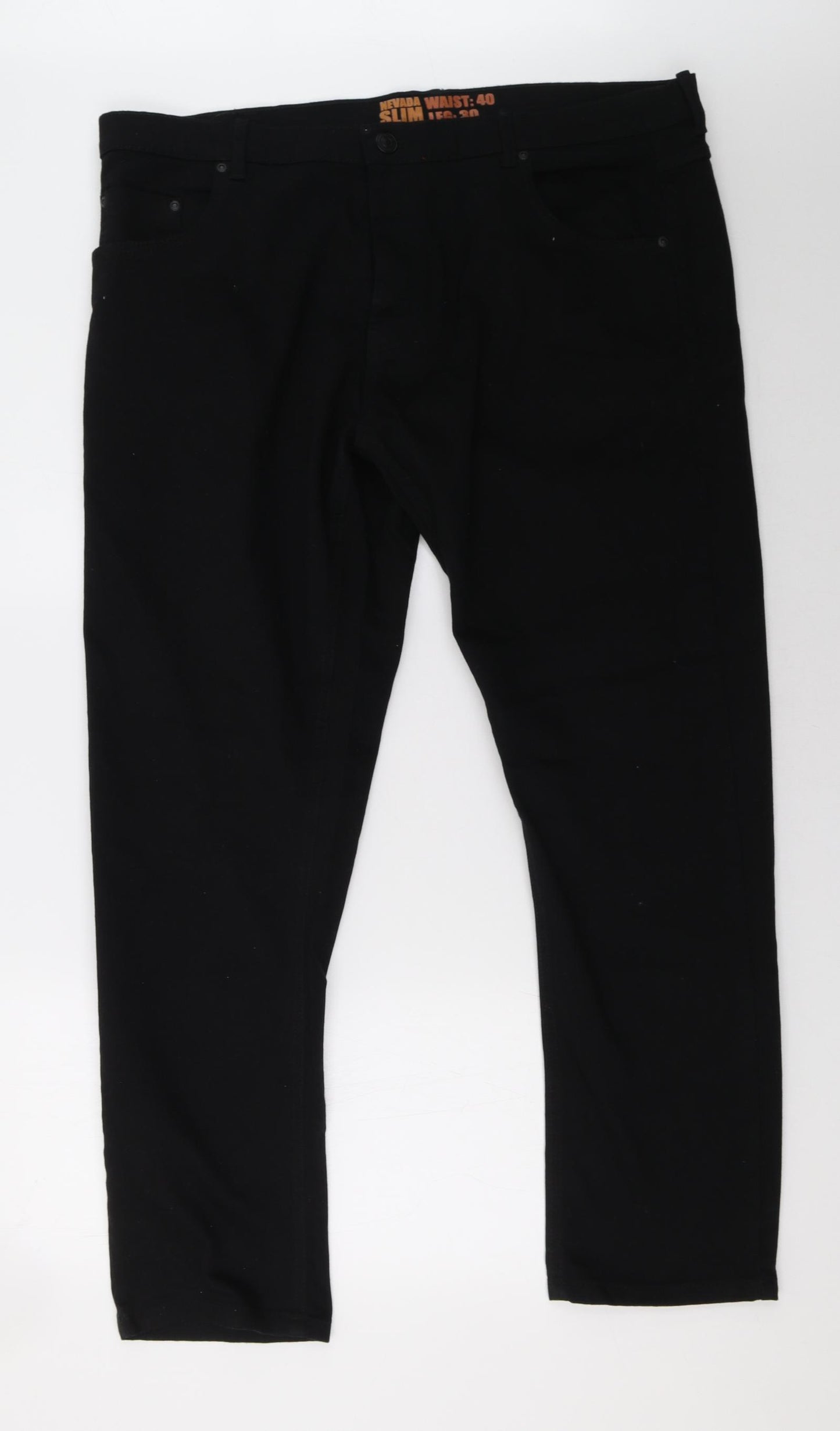 Matalan Mens Black  Denim Straight Jeans Size 40 L30 in
